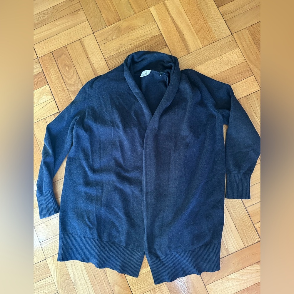 CAbi Cabi Women's Med. Cardigan Sweater Blue Open Front Vented Back Victoria